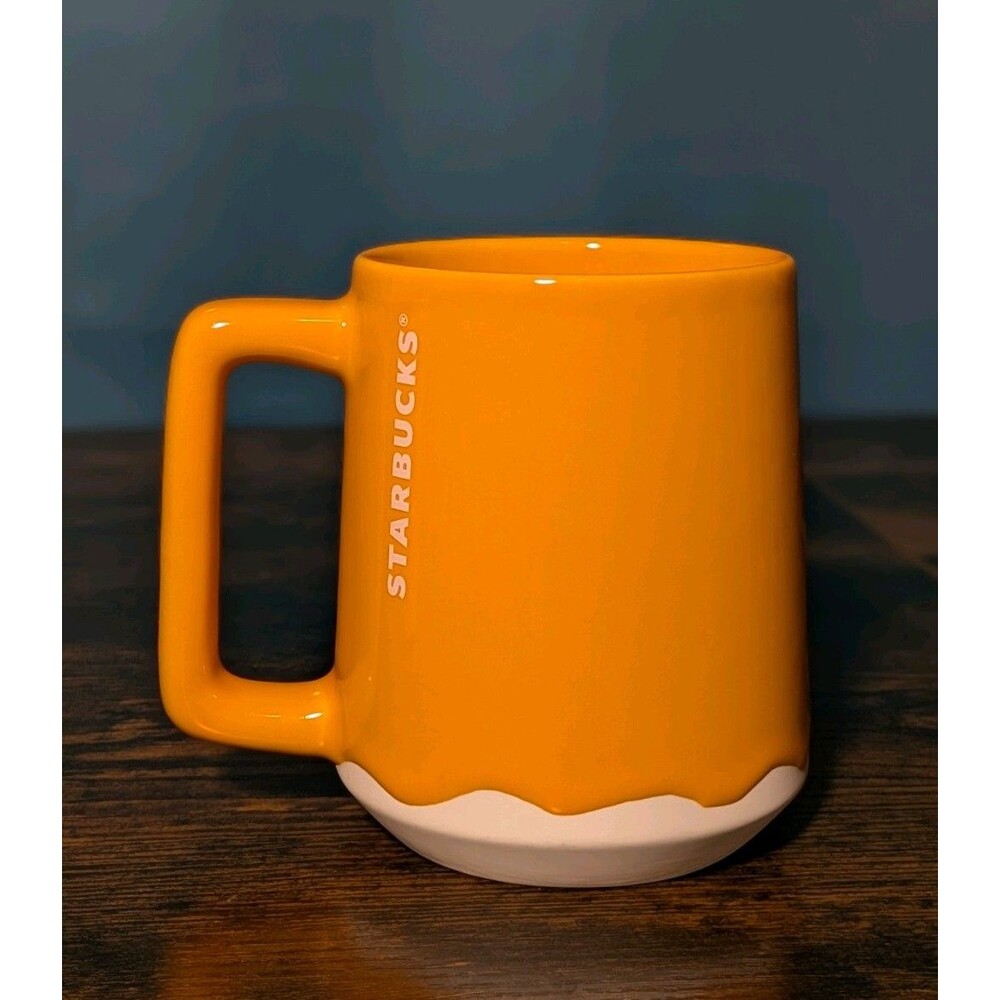 Starbucks Coffee Mug Cup Mango Luster Yellow Orange Drip Creamsicle 14oz
